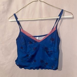 Blue Cropped Lace Tank
